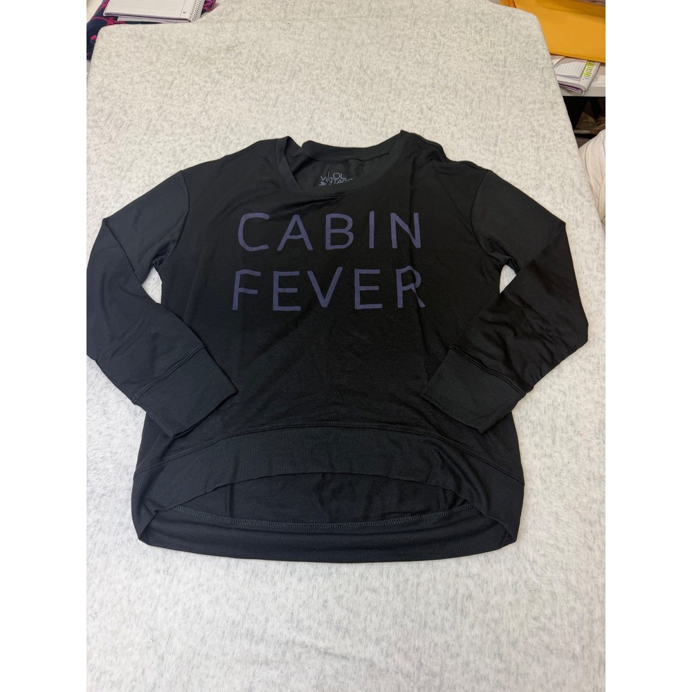 LOL Vintage Cabin Fever Graphic Sweatshirt Black Purple XXL High Low Pullover